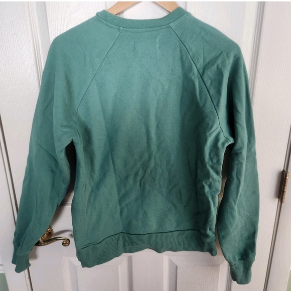 Everlane Sz XS Women Green Track Crewneck Pocket Sweatshirt 100% Organic Cotton - Picture 8 of 8